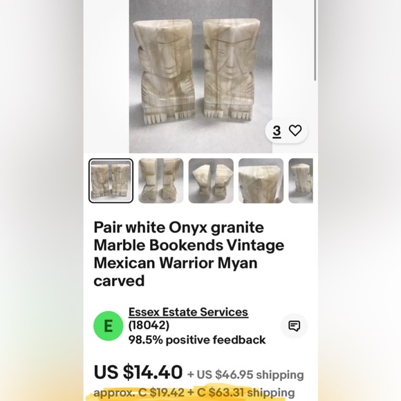 Book ends marble! Vintage! 70’s Carved, sculpture! Mexican warriors! - Picture 11 of 15